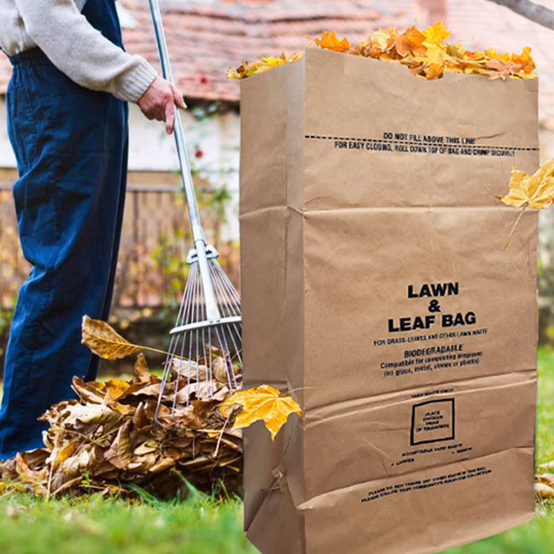 30 Gallon Biodegradable Custom Printing Kraft Garden Waste Litter Storage Lawn Leaf Bags