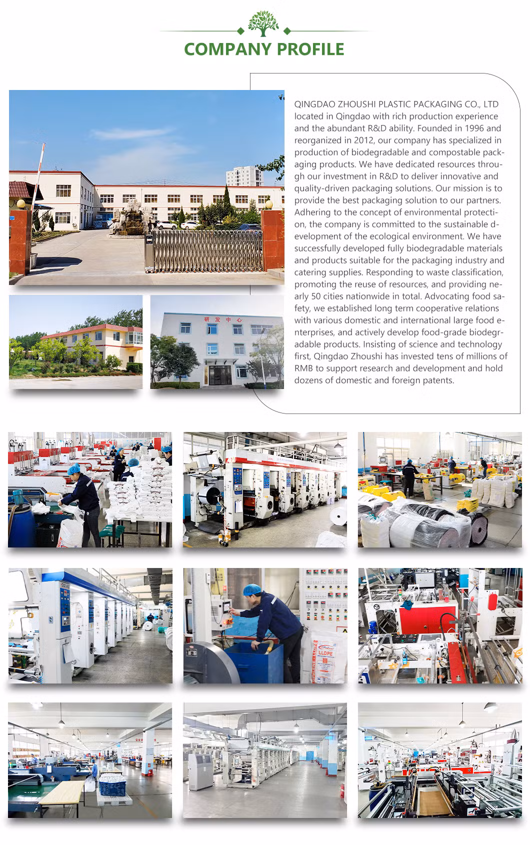 Biodegradable Plastic HDPE Big Construction Vegetable Flat Bag on a Roller
