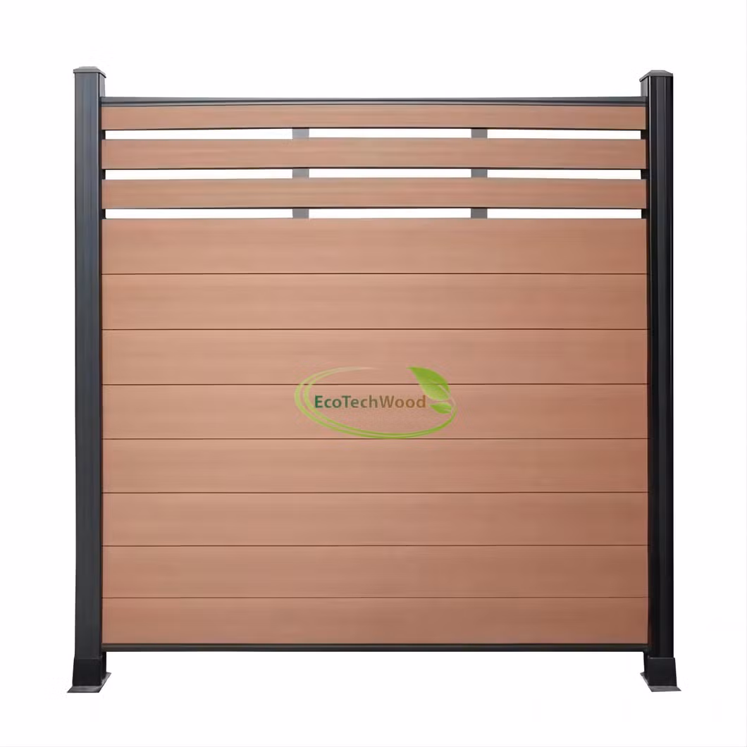 Outdoor Garden Decorative Gate Door Aluminum, Wood Plastic Composite Board Fencing Panel Privacy Design WPC Fence Post Set