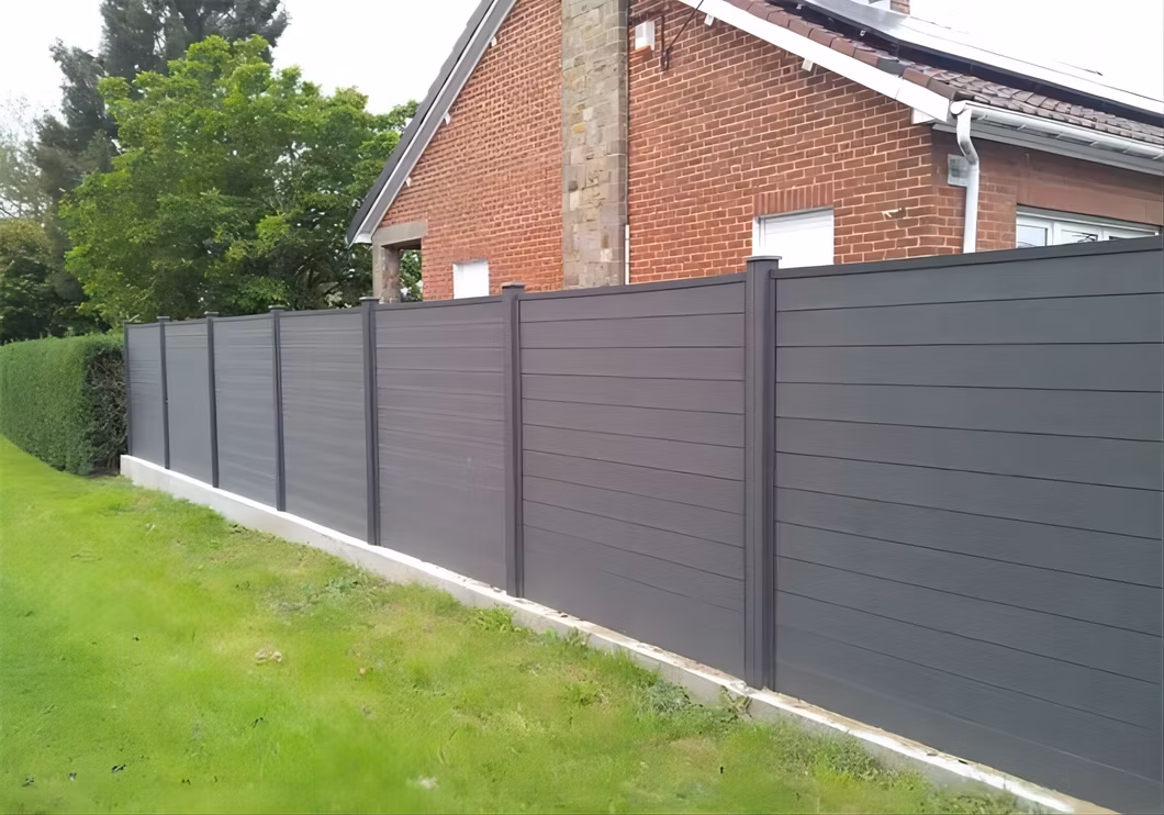 Outdoor Garden Decorative Gate Door Aluminum, Wood Plastic Composite Board Fencing Panel Privacy Design WPC Fence Post Set