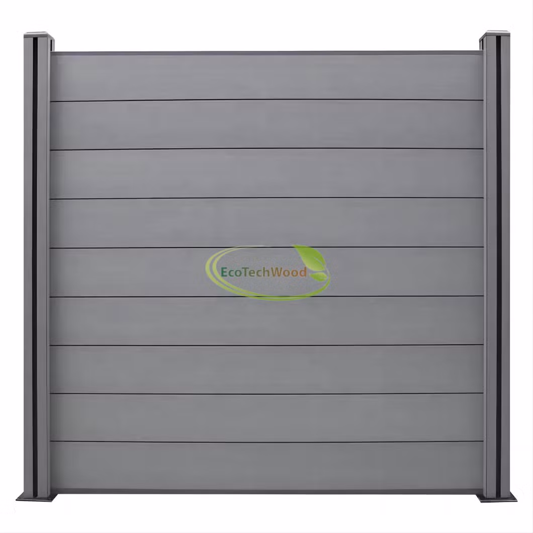 Outdoor Garden Decorative Gate Door Aluminum, Wood Plastic Composite Board Fencing Panel Privacy Design WPC Fence Post Set