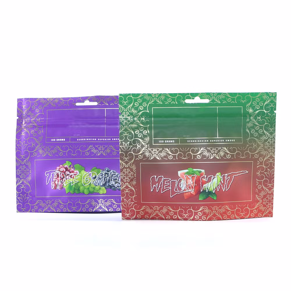 Custom 100g Aluminum Foil Packaging Double Zipper Bags for Packing Tobacco Leaf