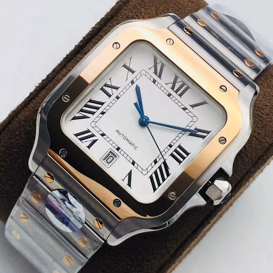 Latest Noob Watch Clean Factory Santoss Smart Link Quickly Change Bracelet About 8.5mm Thickness Rose Gold White Dial with Extra Leather Strap