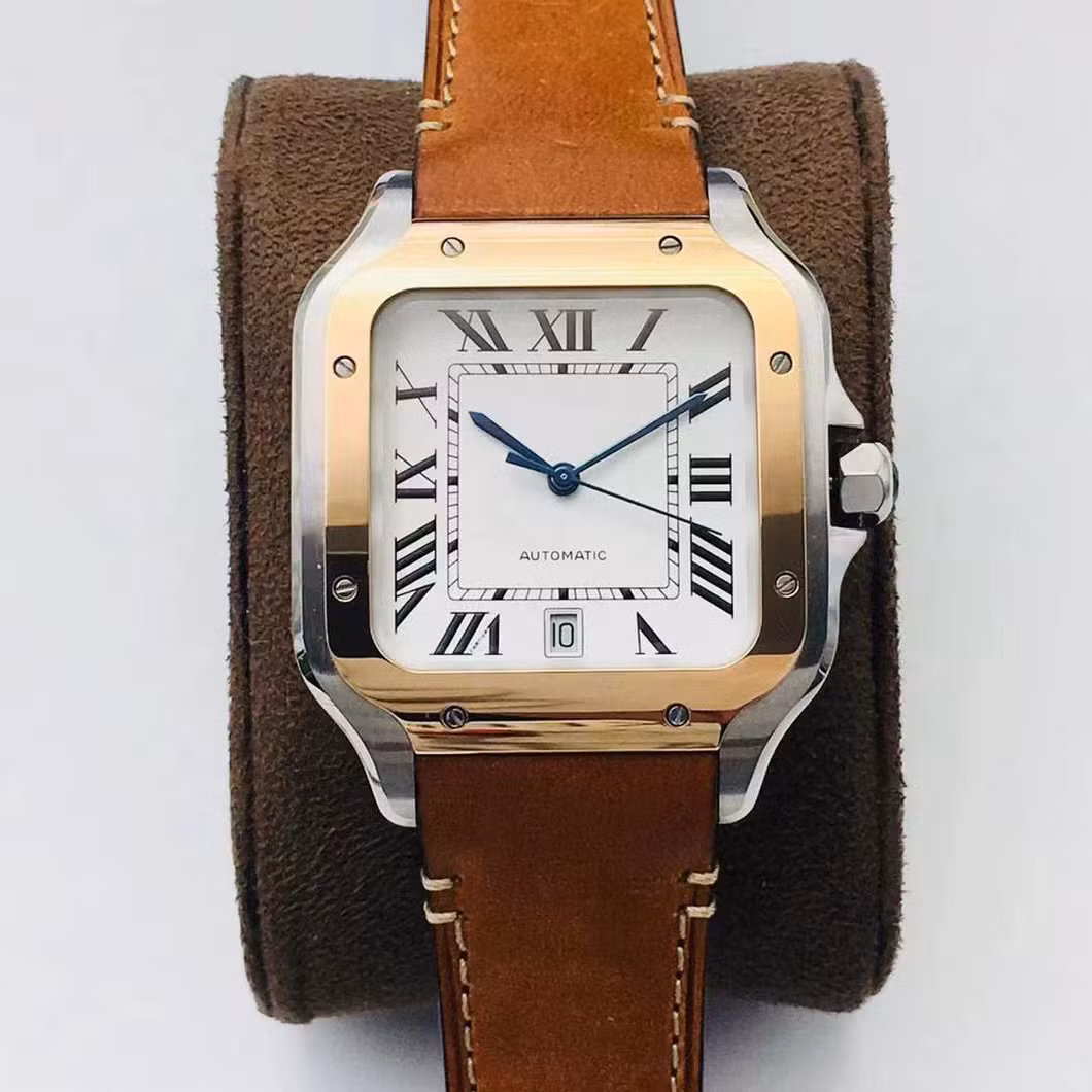 Latest Noob Watch Clean Factory Santoss Smart Link Quickly Change Bracelet About 8.5mm Thickness Rose Gold White Dial with Extra Leather Strap