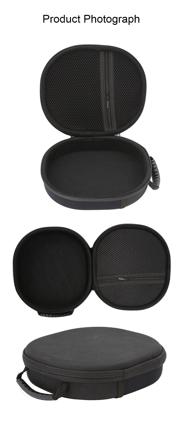 Universal EVA Hard Carrying Customized Logo Custom Printing Round Shape Style Bluetooth Earphone Holder Case Shell Box with Zipper Custom Case with Earphones