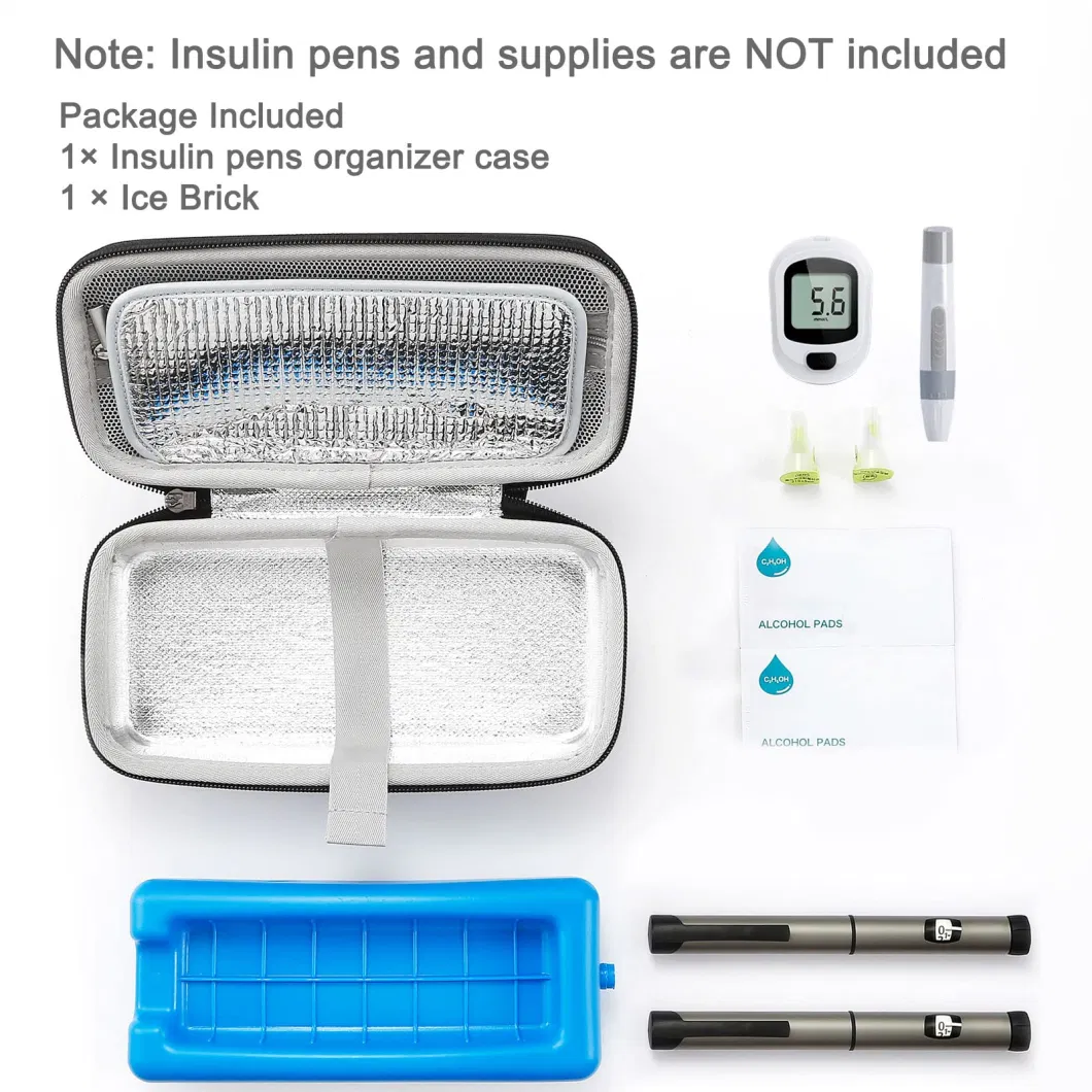 Diabetes with Protective Ice Brick Portable Insulin Cooler Bag Insulin Pen Hard Carrying Case