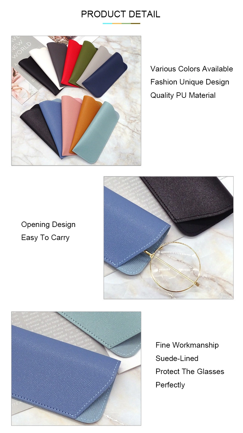 2023 New Arrival Custom Wholesale Drawer Box Dustproof Luxury Packaging Slant Pocket Bag PU Leather Sunglasses Suede Lining Brand Designer Eyeglasses Case