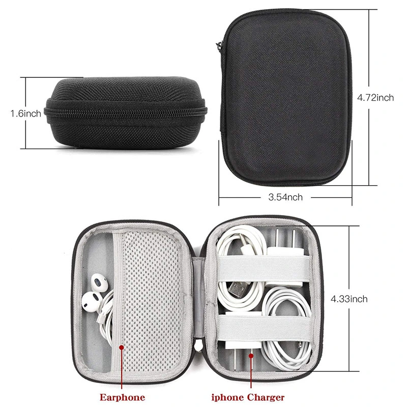 Customized Portable Protective Shockproof Waterproof Zipper Hard EVA Earphone Case