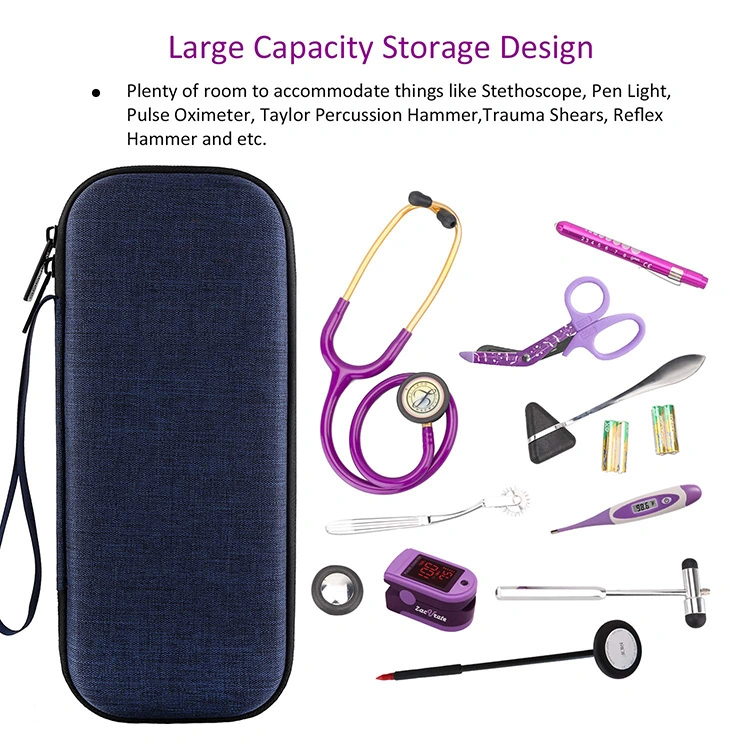 Wholesale Deep Blue Waterproof Portable Protective Hard EVA Carrying Portable Stethoscope Case Medical Equipment Case