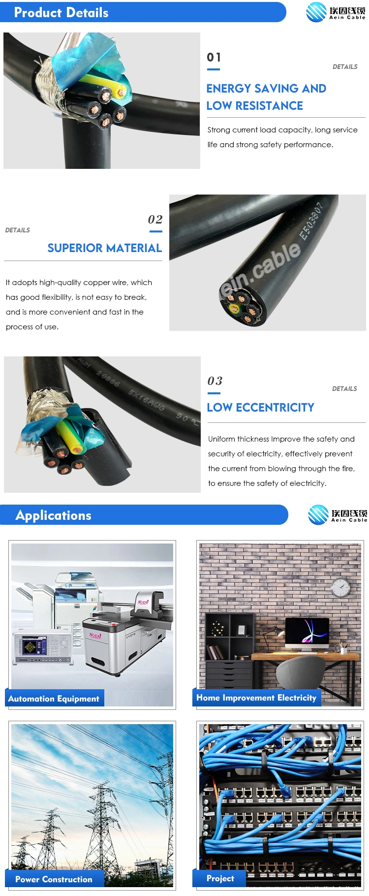 High-Power Liquid-Cooled EV Charging Cable TPU Sheath 1000V