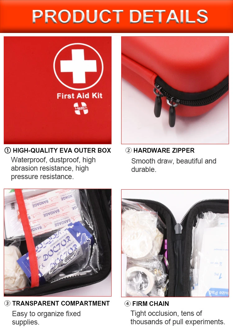 Medical Outdoor Travelling Hiking Waterproof First Aid Kit Set Home All Purpose Hard Shell EVA Travel Case