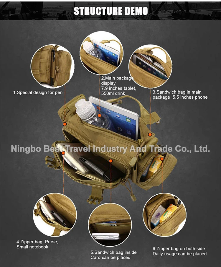 Best Sale Men Outdoor Waterproof Molle Shoulder Bag Sling Messenger Bag Tactical First Aid Waist Bag