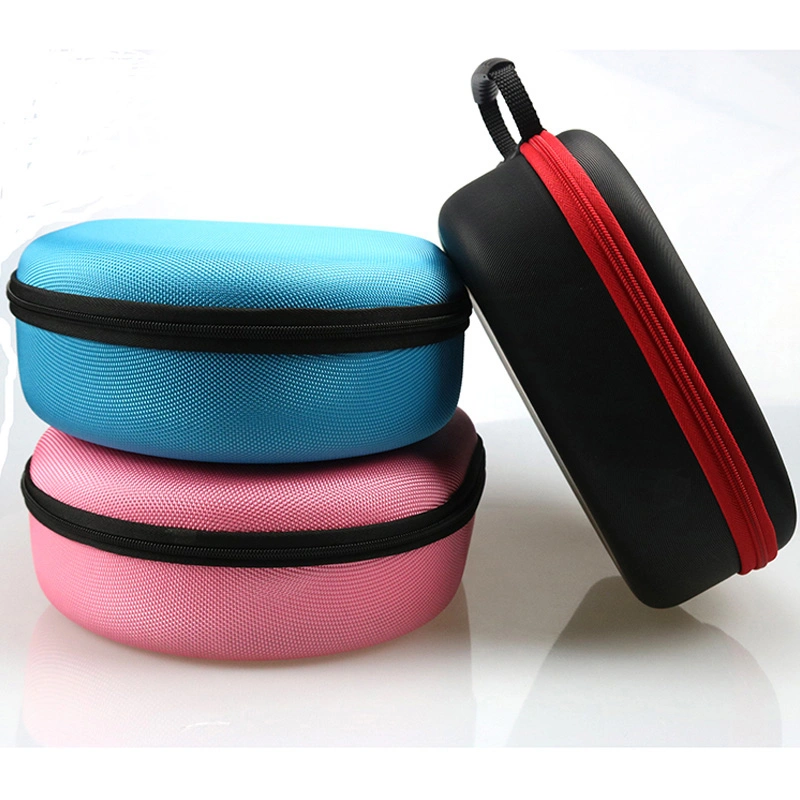 Custom Carry Over Ear Mini Large Round Small Retractable Oval Zipper PU Fabric Waterproof Hard Cable Storage Leather EVA Hard Shell Headphone Case Bag