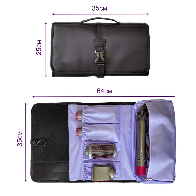 Hair Dryer Heat-Resistant Internal Heat-Resistant Mat Travel Storage Bag with Pockets Hanging Hook