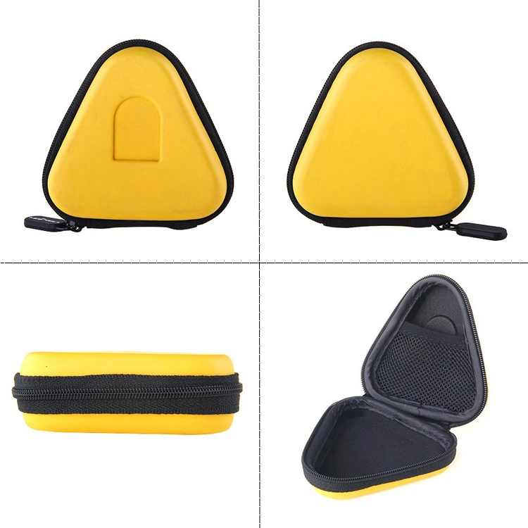 Cheapest Promotion Gift Yellow Triangle Custom Logo Hard Shell Zipper Earphone Headphone EVA Case