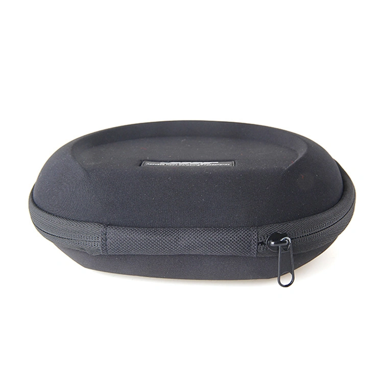 Customized Logo Black Large Size Hard Shell Travel Carrying Waterproof Headphone EVA Case with Pocket