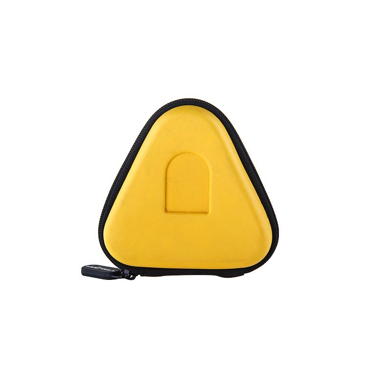 Cheapest Promotion Gift Yellow Triangle Custom Logo Hard Shell Zipper Earphone Headphone EVA Case