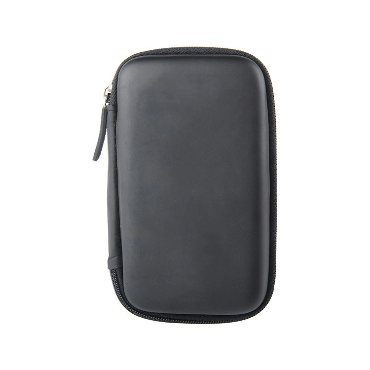 Custom Hard Shell Waterproof Portable Travel Carrying Black PU Cover EVA Earphone Case with Zipper