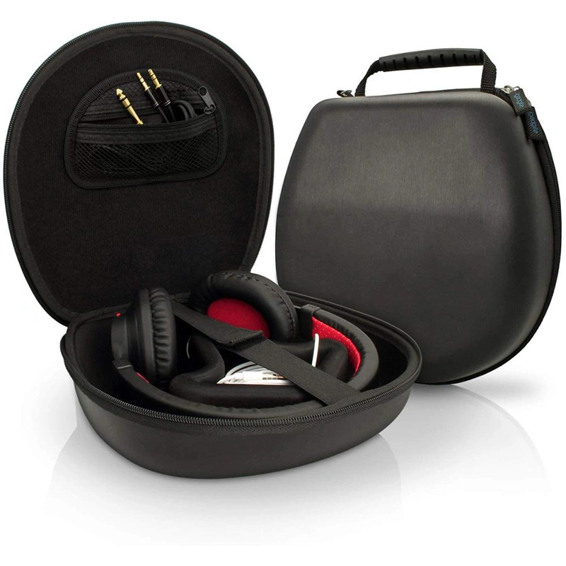 Custom Carry Over Ear Mini Large Round Small Retractable Oval Zipper PU Fabric Waterproof Hard Cable Storage Leather EVA Hard Shell Headphone Case Bag