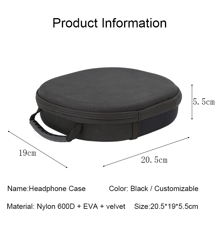 Universal EVA Hard Carrying Customized Logo Custom Printing Round Shape Style Bluetooth Earphone Holder Case Shell Box with Zipper Custom Case with Earphones