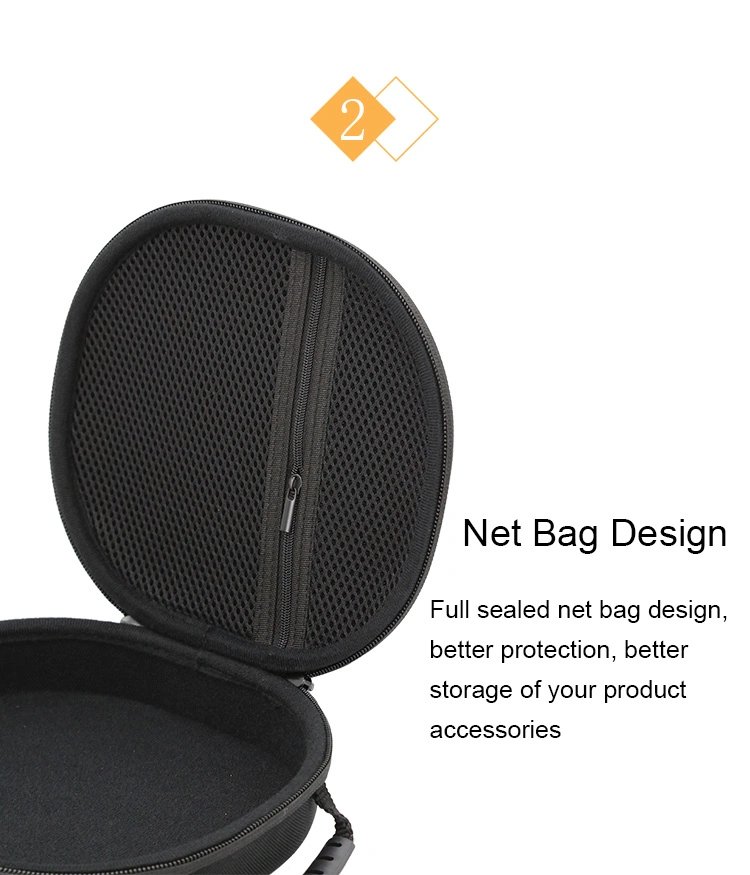 Universal EVA Hard Carrying Customized Logo Custom Printing Round Shape Style Bluetooth Earphone Holder Case Shell Box with Zipper Custom Case with Earphones