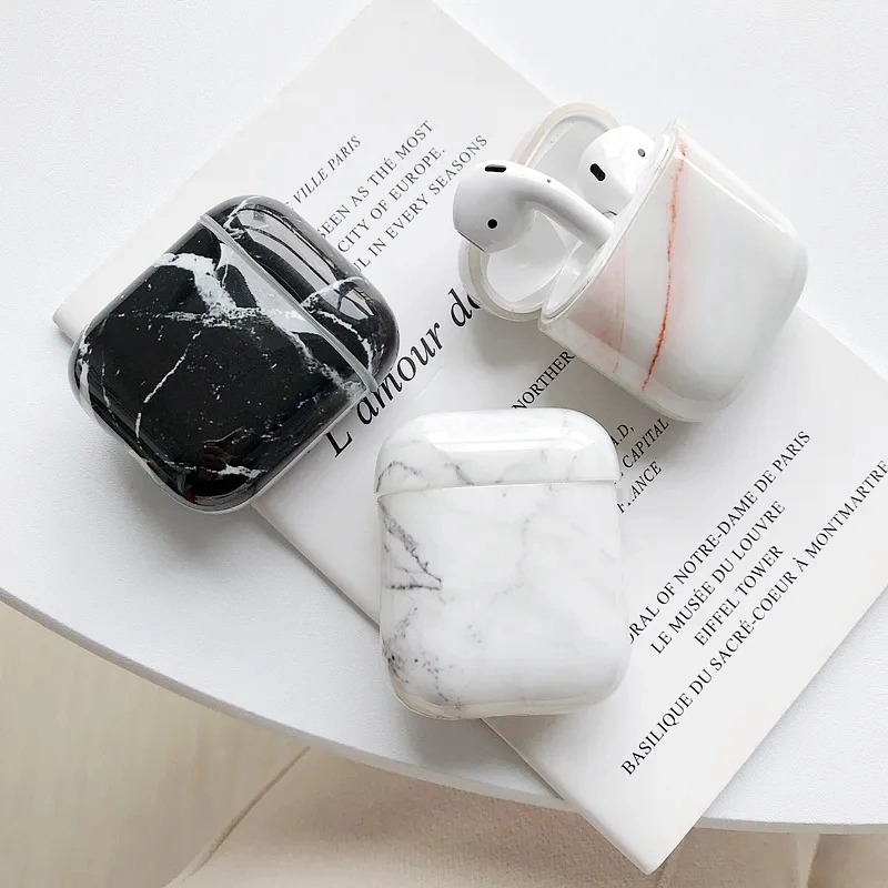 2023 Fashion IMD Craft Marble Pattern Earphone Protective Cover Marble Hard Case Glossy Marble Case for Airpod Cover Case Marble