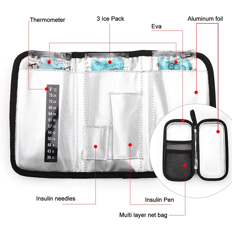 Custom Mould Hard Shell Waterproof Portable EVA Insulin Cooler Case with Aluminum Foil Lining