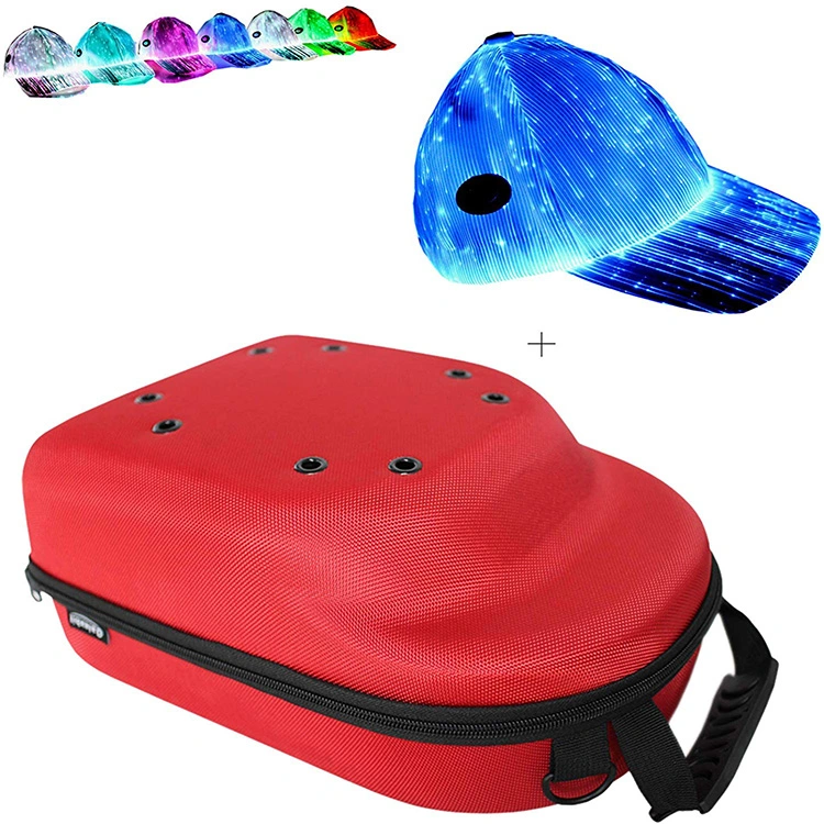 Custom Red Waterproof Portable Protective Storage Camping Baseball Hat EVA Hard Case Cap Carrier Case for 6 Caps Hat Bag for Gift Home Travel