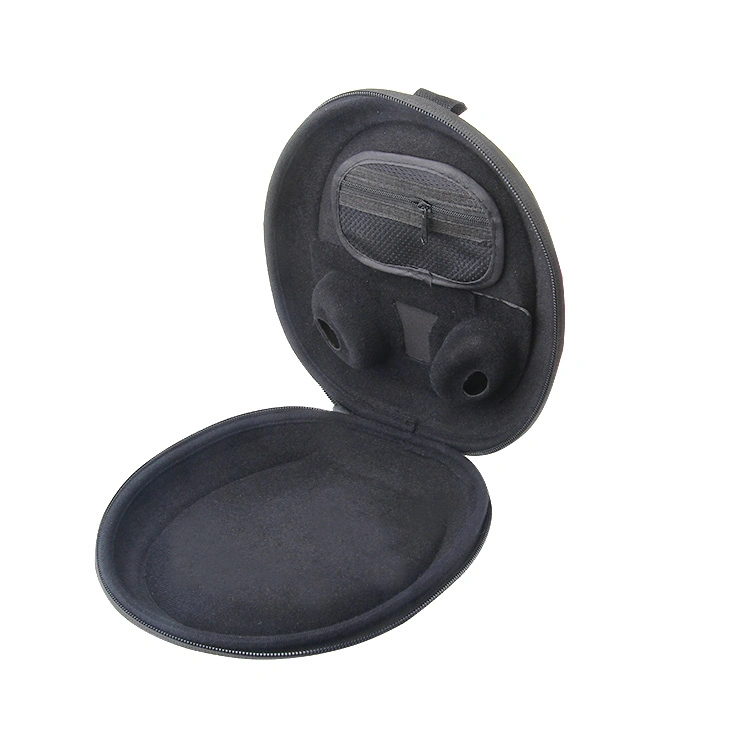 Customized Logo Black Large Size Hard Shell Travel Carrying Waterproof Headphone EVA Case with Pocket