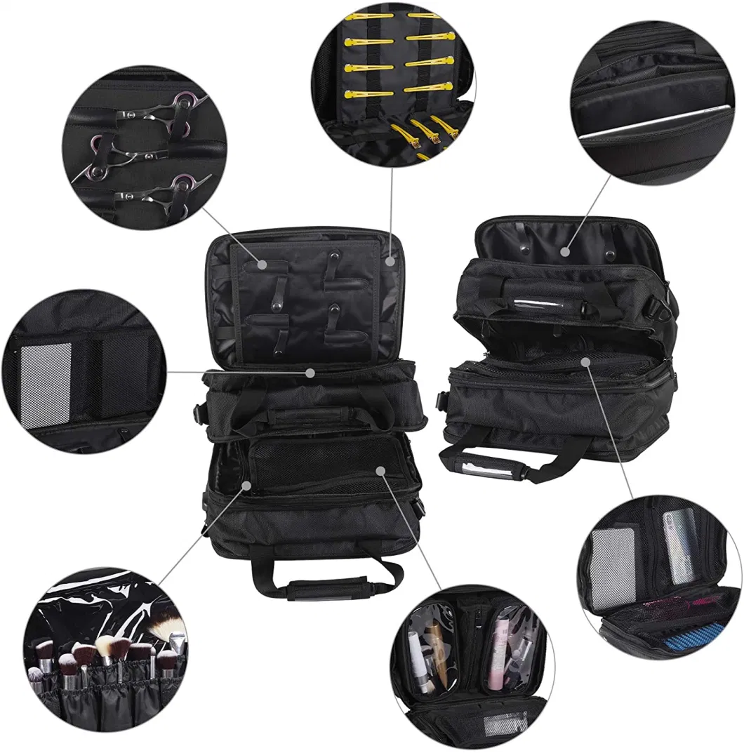 Professional Large Capacity Barber Hair Tools Hair Equipment Salon Makeup Cosmetic Toiletry Carry Bag