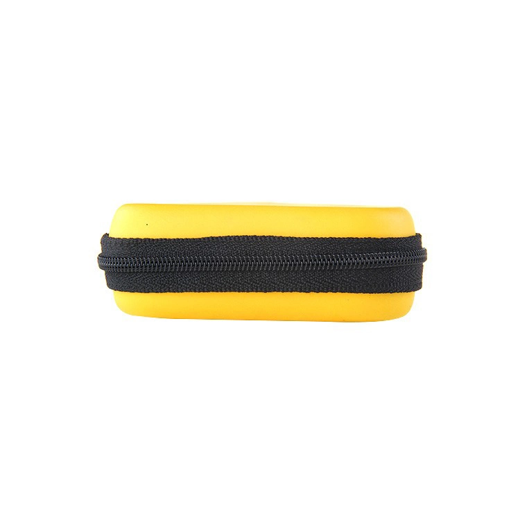 Cheapest Promotion Gift Yellow Triangle Custom Logo Hard Shell Zipper Earphone Headphone EVA Case