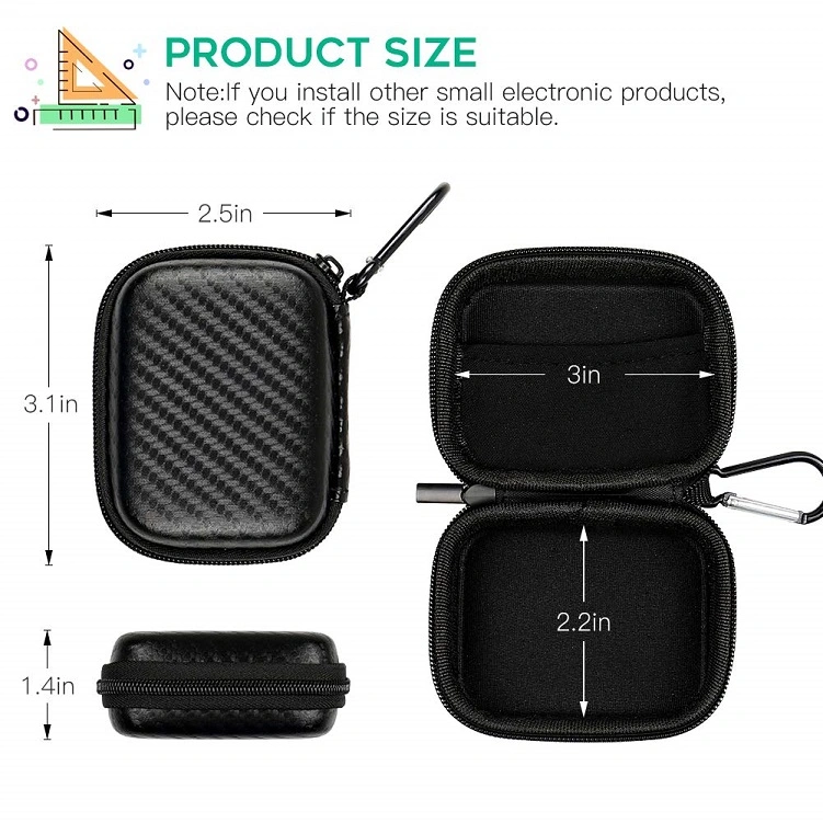 Carrying Waterproof Hard Protective Mini EVA Case for Wireless Headphone with Carabiner