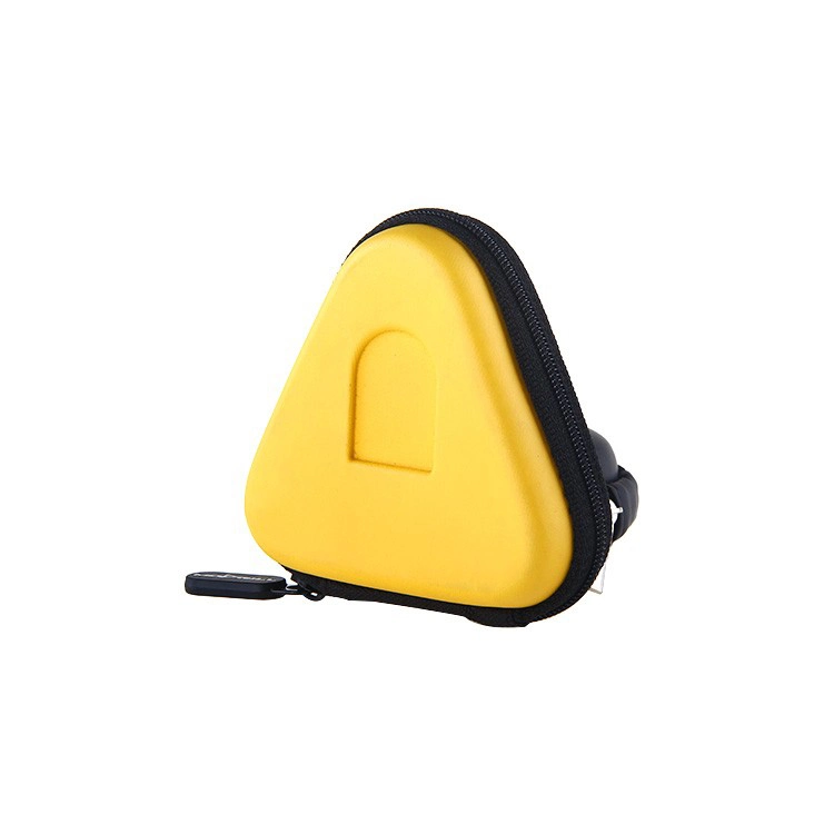 Cheapest Promotion Gift Yellow Triangle Custom Logo Hard Shell Zipper Earphone Headphone EVA Case