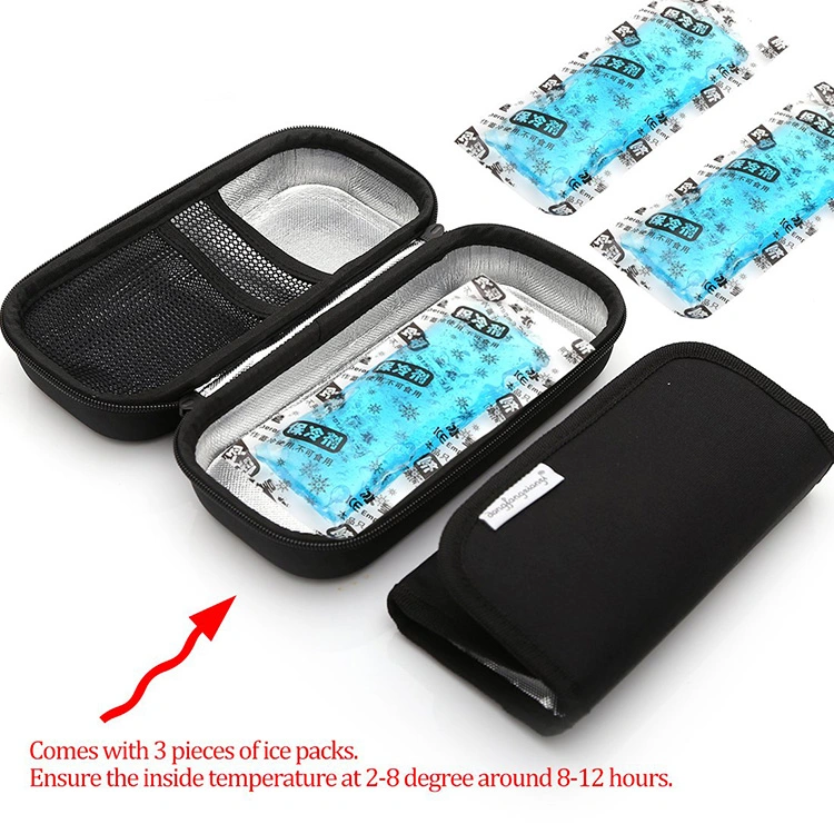 Custom Mould Hard Shell Waterproof Portable EVA Insulin Cooler Case with Aluminum Foil Lining