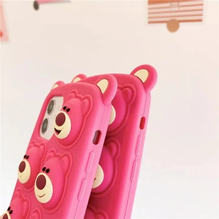 2023 Cute Cartoon 3D Silicone Bear Phone Case Rubber Shock Proof Mobile Back Cover for iPhone 14 PRO Max 13 12 11 Xr Xs 7 8 Plus