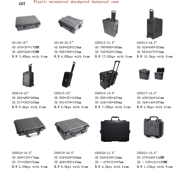 Hard Plastic Waterproof Computer Tool Case with Foam