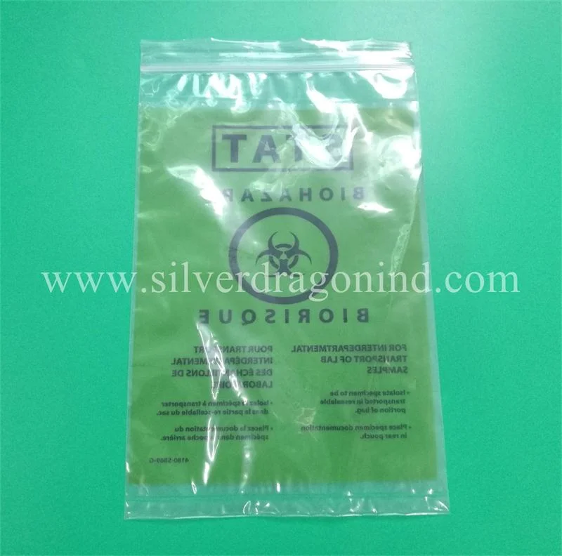 Small Transport Medical Biohazard Specimen Bag/Zipper Specimen Bag