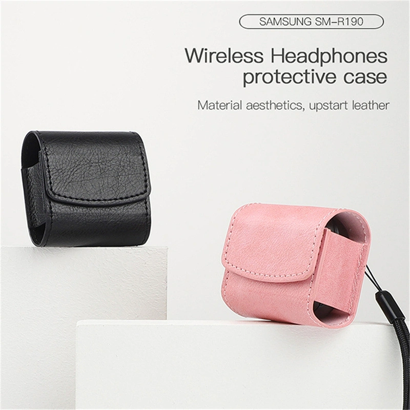 Modern Minimalist Leather Bluetooth Headset Protector with Hook and Loop Clutch PU Storage Bag Key Case