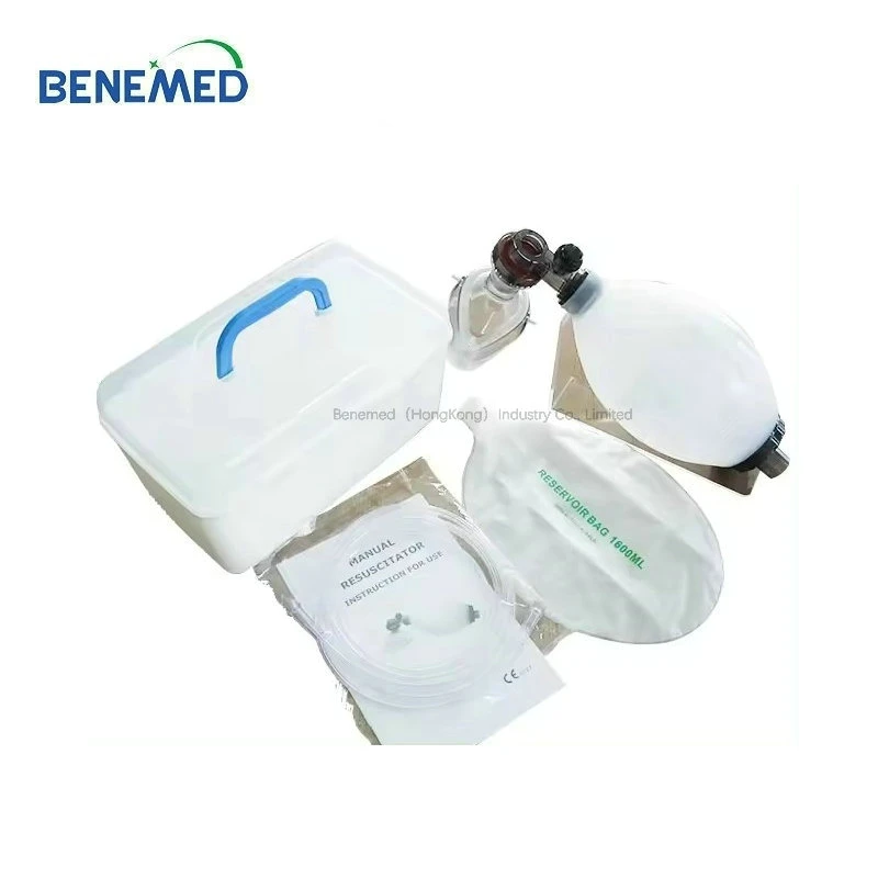 White Color Silicone Emergency Ambulance Manual Portable Resuscitator Kit Ambu Bag