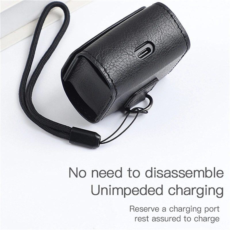 Modern Minimalist Leather Bluetooth Headset Protector with Hook and Loop Clutch PU Storage Bag Key Case