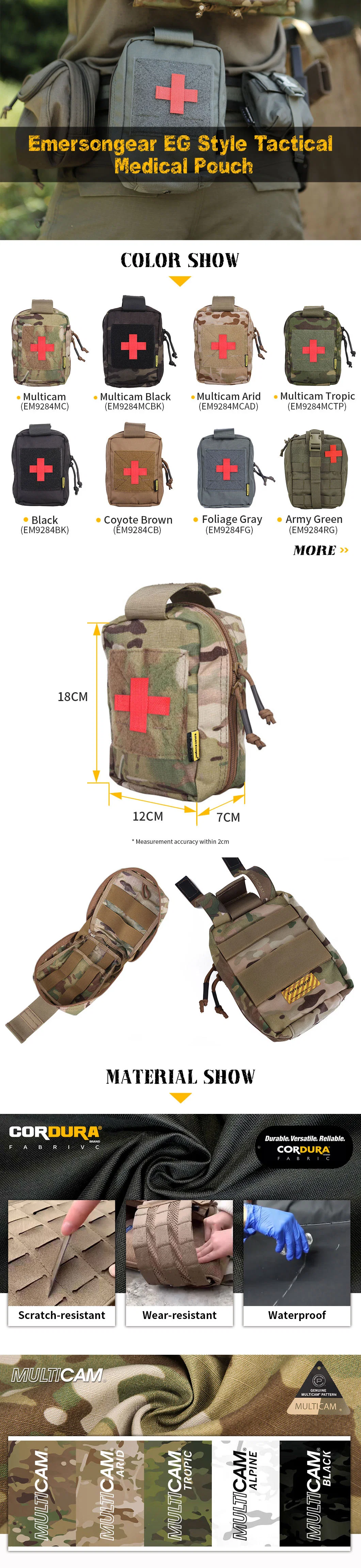 Emersongear 500d Cordura Nylon First Aid Accessory Bag Tactical Pouches Combat Medical Pouch Bag