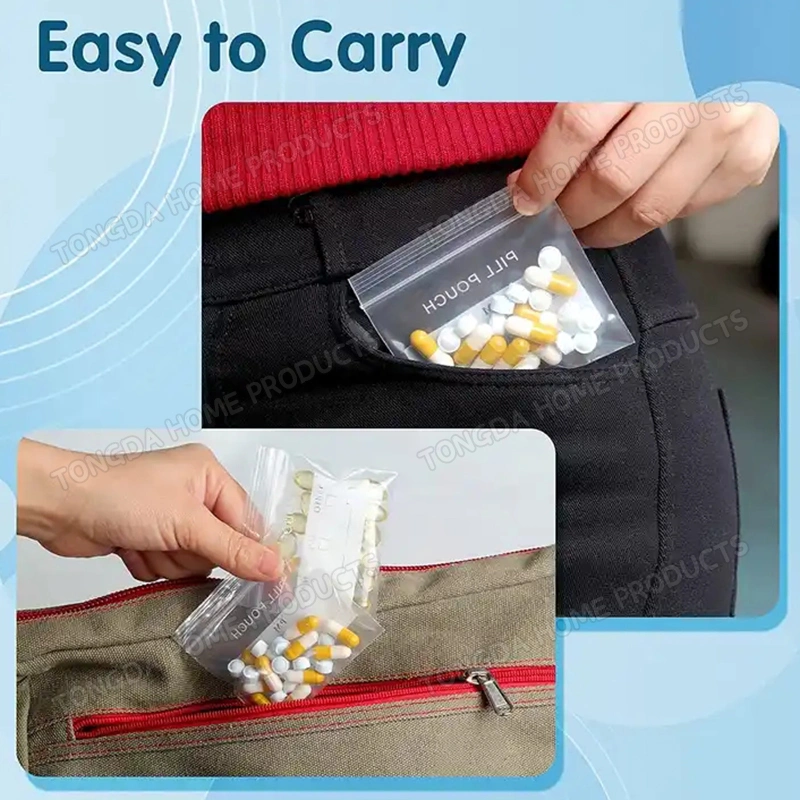 Custom Portable Travel Pill Pouch Bags Medicines Jewelry Small Handicrafts Plastic Bag Tablet Envelope Plastic Bag