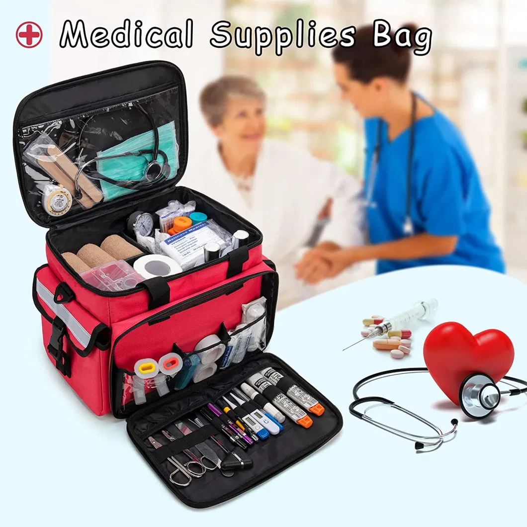 Emergency First Aid Kit Medical Packaging Bags for Clinic Doctor Nurses Home Health with Supplies Shoulder Strap