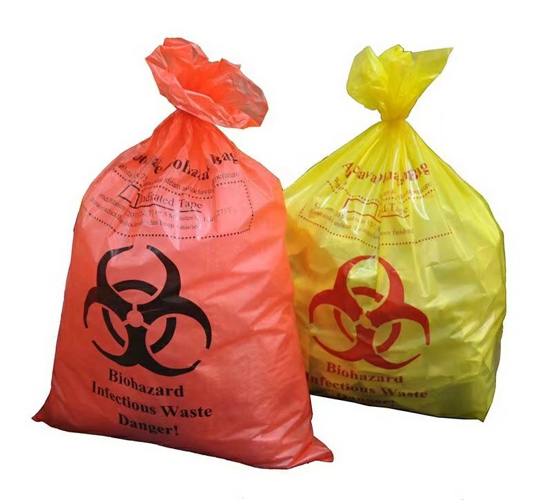 Medical Hospital Clinic Disposable PP/ PE Plastic Yellow Red Atuoclavable Biohazard Waste Garbage Bag