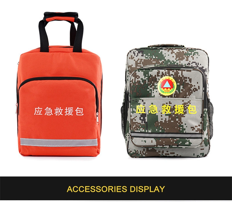 Red Cross List Backpack, Medical Supplies Bag First Aid Rucksack with Multi-Function Flashlight Emergency Manual Anti-Slip Gloves