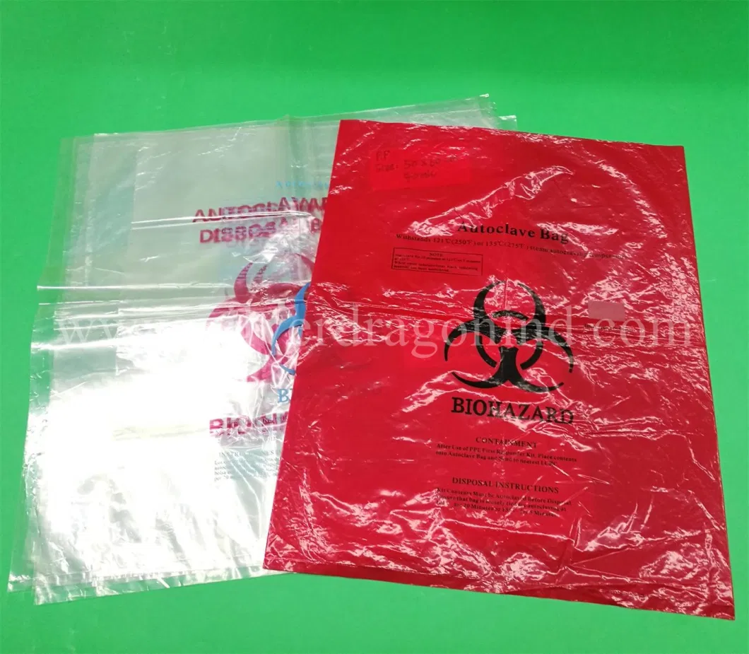 135&ordm; C PP Autoclavable Bag for Inflectious Medical Biohazard Waste Packing