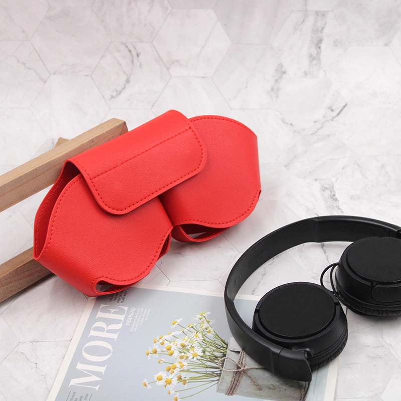 Premium Logo Promotional Gift Bluetooth Headset Bag Customized Designer Leather Headphone Case