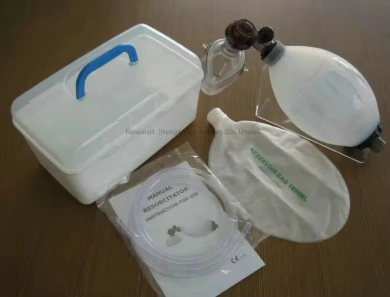 White Color Silicone Emergency Ambulance Manual Portable Resuscitator Kit Ambu Bag