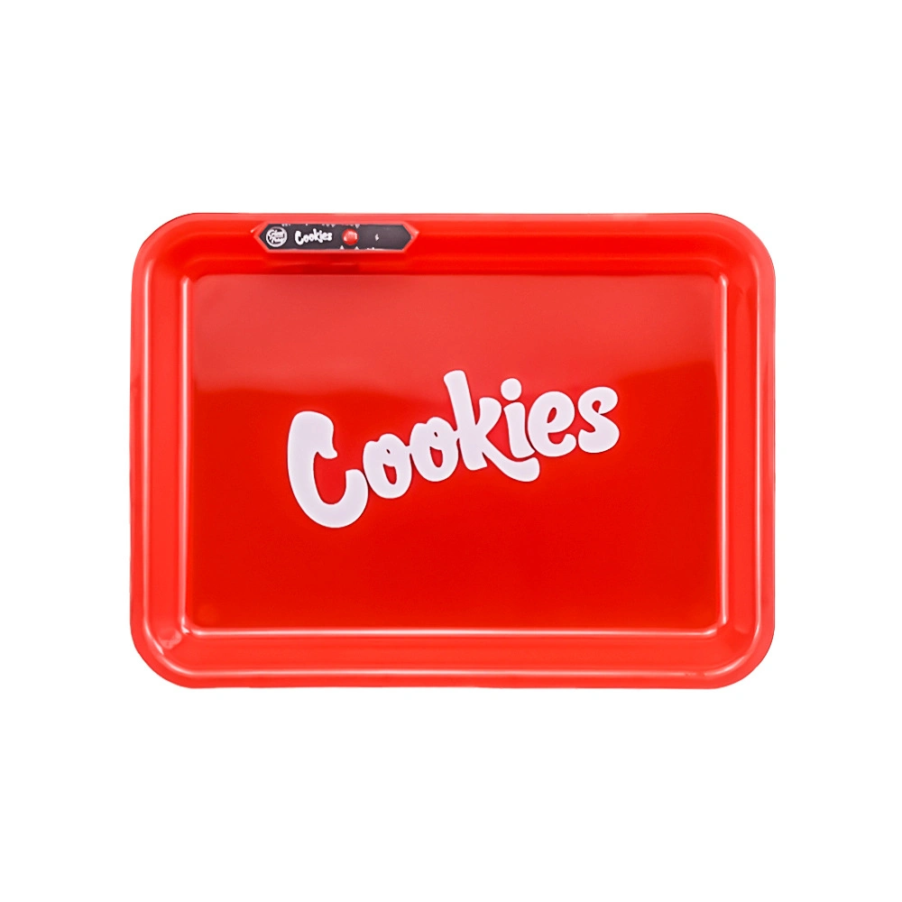 New Design Plastic Tobacco Speaker LED Smoking Paper Joint Cookies White Rectangular Melamine Cartoon Rolling Tray