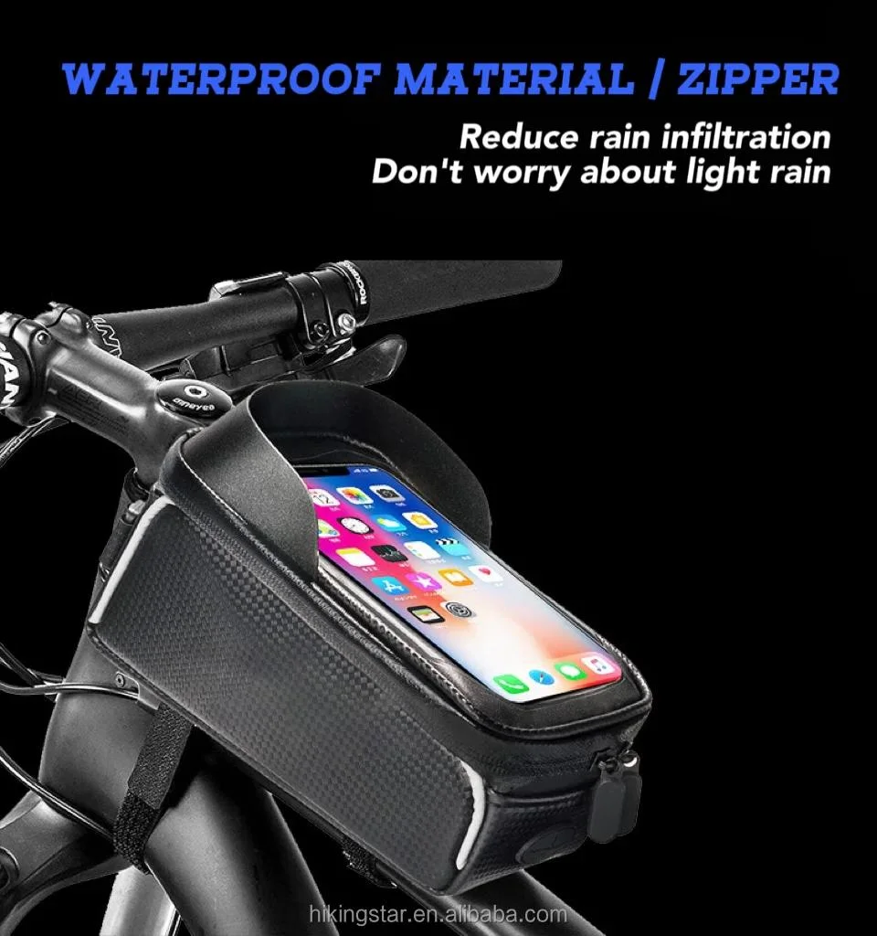 Outdoor Waterproof Touch Screen Bike Phone Front Frame Bag Tube Bicycle Bag